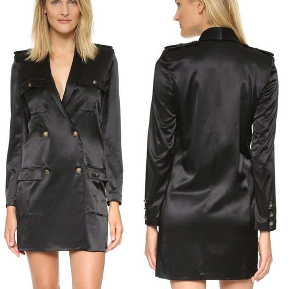 The Kooples Dresses & Skirts - The Kooples Loose Satin Tuxedo Double Breasted Blazer Dress - Size 38